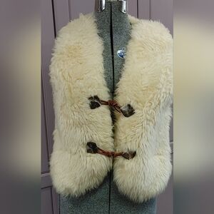 Cream Sheeps Wool Vest with Toggle Closures